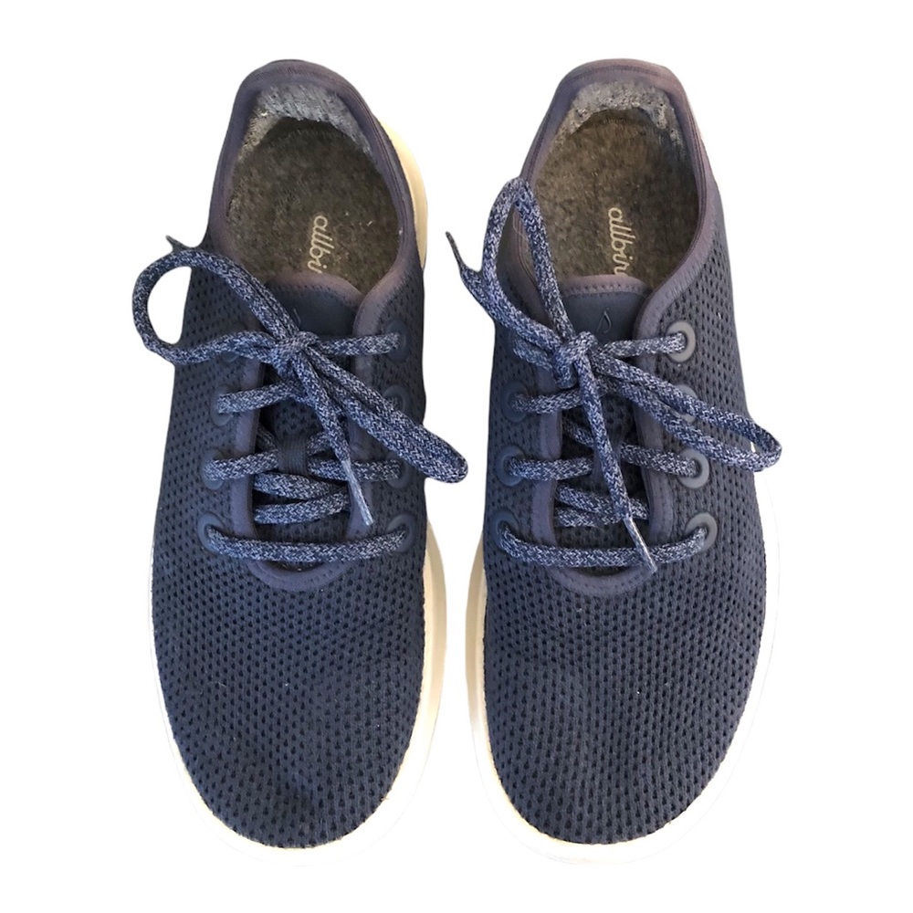 Allbirds Women’s Tree Runners in Marine Blue with White Sole - Women’s Size 8